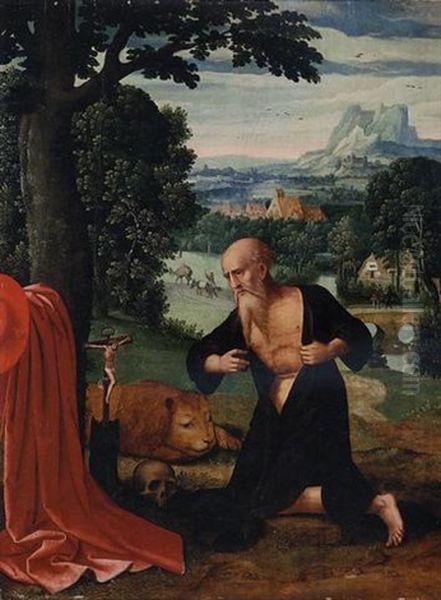 The Penitent Saint Jerome In An Extensive River Landscape - view 1