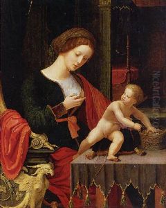 Virgin And Child by Master of the Female Half Lengths