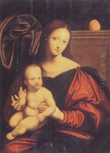 Virgin And Child With An Orange by Master of the Female Half Lengths