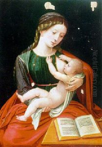 Virgin And Child by Master of the Female Half Lengths