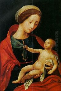 Virgin And Child by Master of the Female Half Lengths