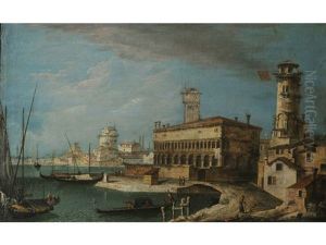 Lagunen-capriccio Mit Gebauden Des Mittelalters Und Turm Lagunen-capriccio Mit Gebauden Des Mittelalters Und Turm