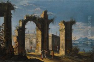 A Capriccio Of Classical Ruins With Figures Conversing On A Path In The Foreground by Master of the Langmatt Foundation Views