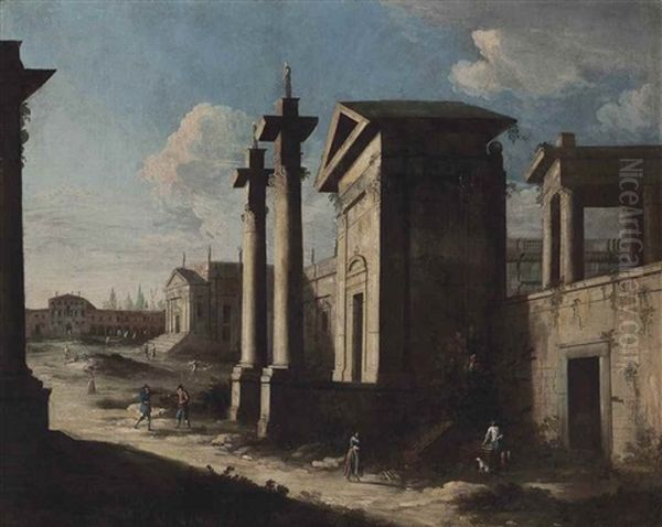 An Architectural Capriccio With Figures Conversing - view 1