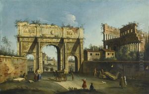 Rome, A View Of The Arch Of Constantine And The Colosseum by  Master of the Langmatt Foundation Views