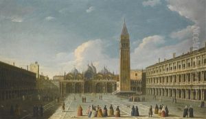 Venice, A View Of Piazza San Marco With The Basilica; Venice, A View From The Giudecca Facing East With The Churches Of The Redentore And The Chiesa Delle Zitelle (pair) by  Master of the Langmatt Foundation Views