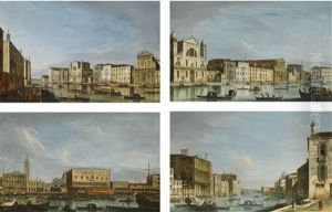 Venice, View Of The Grand Canal From The Church Of Santa Maria Degli Scalzi And Santa Lucia To The Scuola Dei Nobili (+3 Others; 4 Works) by  Master of the Langmatt Foundation Views