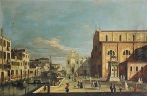 A View Of The Campo Santi Giovanni E Paolo, Venice, Looking On The Scuola Di San Marco And The Chiesa Santa Maria Dei Frari
