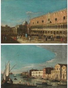 Venice, A View Of The Doge's Palace Looking Towards Saint Mark's And Venice, A View Of The Zattere With The Church Of Spirito Santo (pair) by  Master of the Langmatt Foundation Views