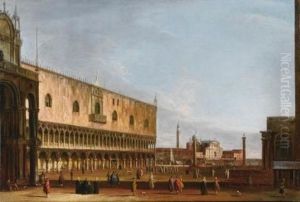 Venice, A View Of The Piazzetta From Piazza San Marco, With San Giorgio Maggiore In The Distance And The Palazzo Ducale To The Left by  Master of the Langmatt Foundation Views