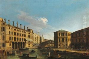 Vue De Venise Avec Le Pont Du Rialto Et Le Palais Camerlenghi by Master of the Langmatt Foundation Views