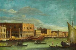 Veduta Over Canale Grande Vid Dogepalatset, Venedig by Master of the Langmatt Foundation Views