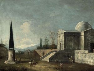 A Palladian Villa, With Figures Beneath An Obelysk by Master of the Langmatt Foundation Views