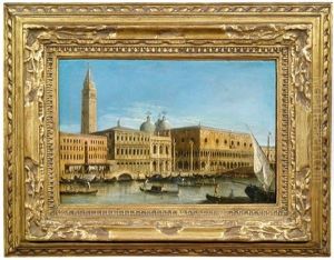 Der Bacino Di San Marco Mit Blick Auf Den Dogenpalast Und Die Piazzetta Der Bacino Di San Marco Mit Blick Auf Den Dogenpalast Und Die Piazzetta
