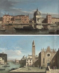 The Grand Canal, Venice, Looking West Towards San Simeone Piccolo (+ The Grand Canal, Venice, Looking East With The Scuola Della Carita; Pair) by Master of the Langmatt Foundation Views