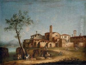An Italianate Town With Elegant Figures An Italianate Town With Elegant Figures