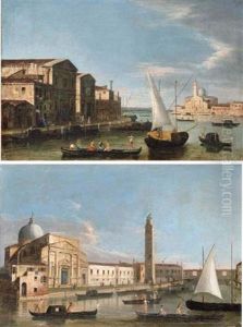 San Giorgio Maggiore, Venice, From The Canale Della Giudecca (+ The Church Of San Pietro Di Castello, Venice; Pair) by  Master of the Langmatt Foundation Views