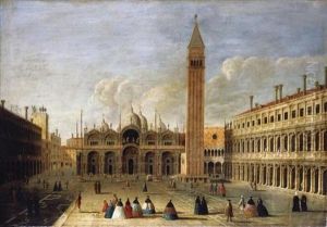 Venice, A View Of The Basilica And Piazza San Marco With Elegant Figures Promenading And Conversing by Master of the Langmatt Foundation Views