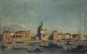 Venezia, Il Canal Grande A San Simeone Piccolo Con Dignitari (membri Della Famiglia Harrach?), In Burchielletto Venezia, Il Canal Grande A San Simeone Piccolo Con Dignitari (membri Della Famiglia Harrach?), In Burchielletto