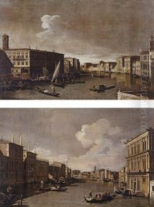 View Of The Grand Canal Looking North From The Rialto (+ View Of The Grand Canal From The Palazzo Vendramin Calergi; Pair) by  Master of the Langmatt Foundation Views