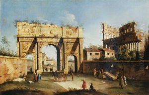 The Arch Of Constantine And The Colosseum, Rome The Arch Of Constantine And The Colosseum, Rome