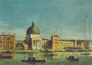 Blick Uber Den Canal Grande Auf Die Kirche San Simeone Piccolo Blick Uber Den Canal Grande Auf Die Kirche San Simeone Piccolo