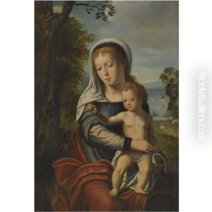 The Virgin And Child In A Landscape by Master of the Parrot
