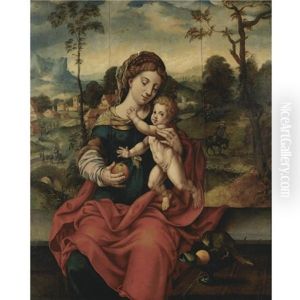 The Virgin And Child In A Landscape (the Rest On The Flight Into Egypt) by Master of the Parrot
