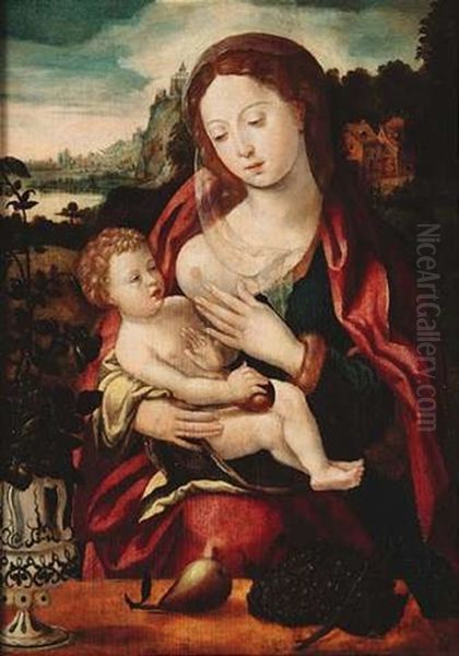 Maria Mit Kind Vor Einer Weiten Fluslandschaft - view 1