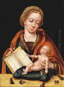 The Madonna And Child Holding A Book by Master of the Parrot