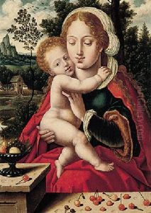 The Virgin And Child With Cherries And Other Fruit, In A Landscape Setting