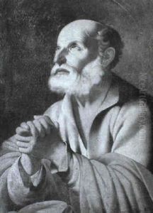 Bearded Male Saint At Prayer by Agostino Masucci