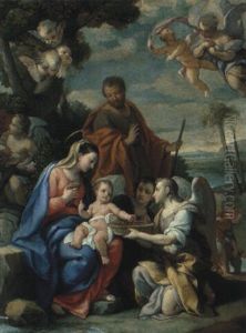 Le Repos De La Sainte Famille by Lorenzo Masucci
