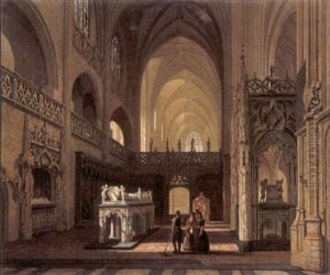 Kerkinterieur by Joseph Maswiens