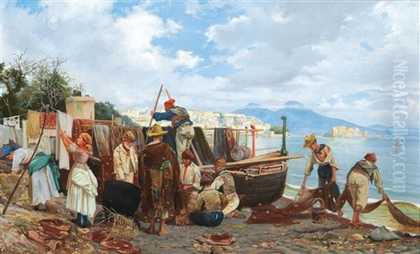 A Fisherman"s Family In The Bay Of Naples - view 1