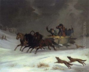 Angreifende Wolfe by Josef Mathauser