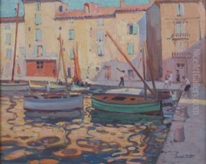 Reflets Sur Le Port De Saint-tropez by Henri Mathe