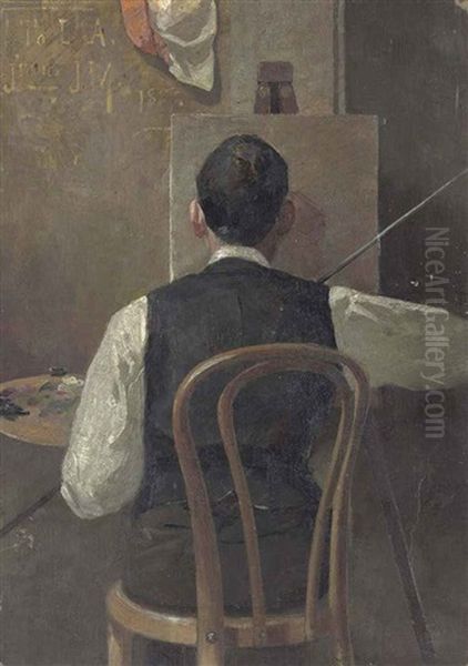 The Artist At His Easel (louis Abrahams) - view 1
