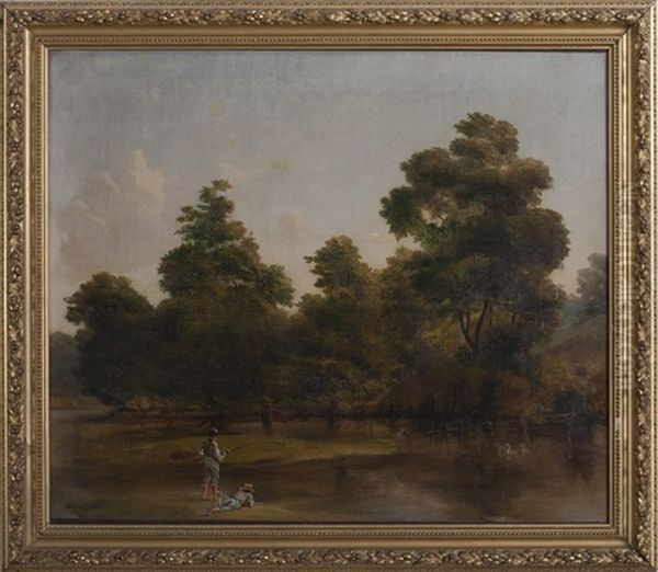 Boys Fishing In A Stream - view 1