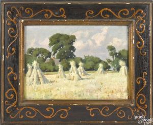 Landscape With Haystacks by Frank Convers Mathewson