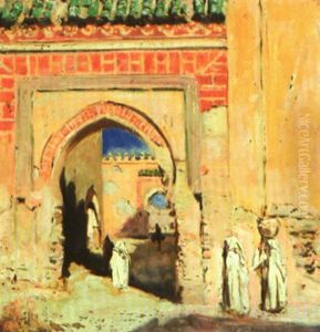 Femmes Devant Une Porte De Fes