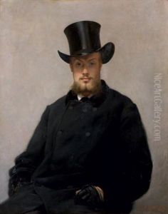 Portrait D'homme Au Chapeau Haut De Forme