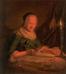 Bildnis Einer Alteren Dame Bei Der Bibellekture Im Kerzenschein