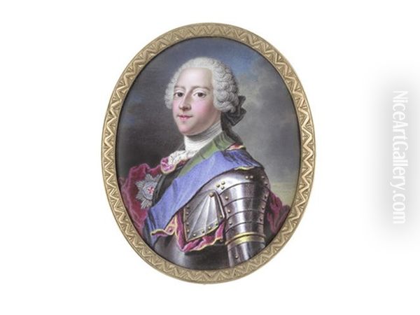 Prince Charles Edward Stuart (1720-1788), Wearing Suit Of Armour Over White Chemise, Stock And Cravat, Blue Sash And Breast Star Of The Order Of The Garter, His Crimson Mantle Draped About Him - view 1