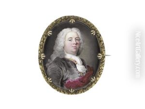 A Gentleman, Wearing Grey Coat Over Gold And Crimson Embroidered Waistcoat, White Stock And Cravat, His Crimson Mantle Draped About Him, His Powdered Wig Falling In Curls Behind His Shoulders A Gentleman, Wearing Grey Coat Over Gold And Crimson Embroidered Waistcoat, White Stock And Cravat, His Crimson Mantle Draped About Him, His Powdered Wig Falling In Curls Behind His Shoulders