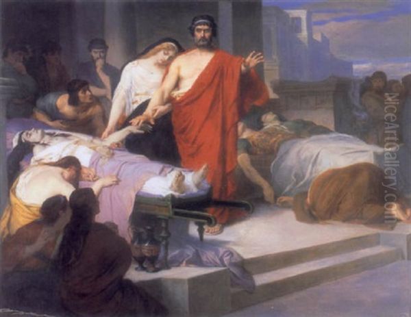 Oedipus Guided By Antigone, Recognizing The Body Of His Mother - view 1