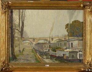 Peniches Le Long Des Quais De La Seine A Paris by Paul Mathieu