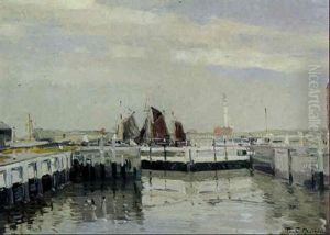 L'ancienne Ecluse Du Port De Peche D'ostende by Paul Mathieu