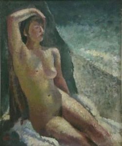 Nu Assis Au Bord De La Mer by Jean Berque