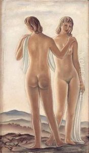 Deux Nus Dans Un Paysage by Jean Berque